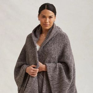 Unisex Hooded Blanket Poncho - Heathered